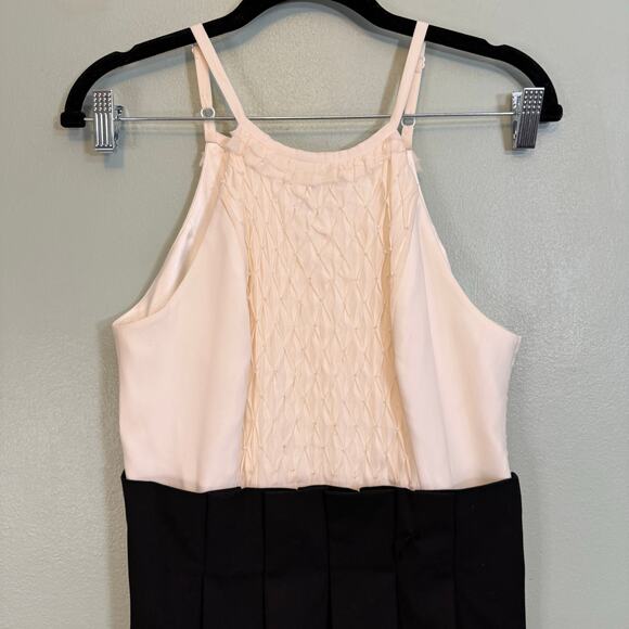 BCBG Maxazria Sheath Dress Women 4 Cream Black Silk Halter Bead Evening Cocktail - Picture 3 of 9